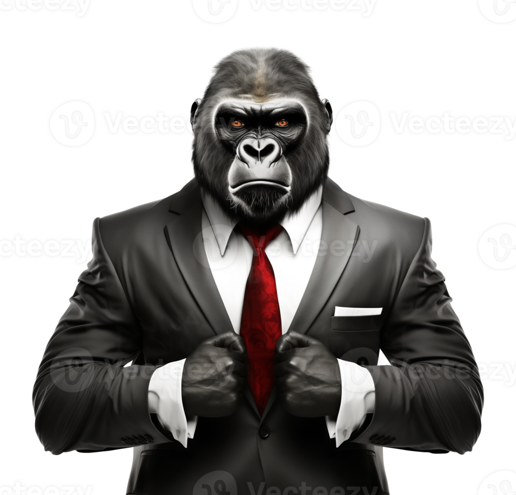Gorilla Wearing Business Attire Isolated on Transparent Background png
