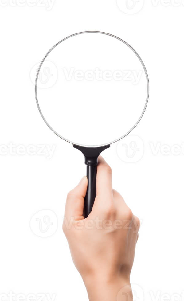 Hand Holding Magnifying Glass Isolated on Transparent Background png
