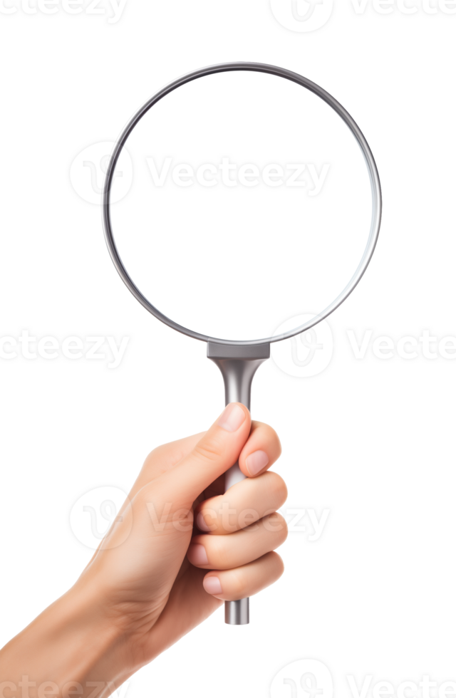 Hand Holding Magnifying Glass Isolated on Transparent Background png