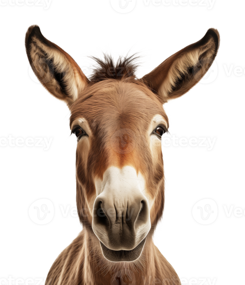 Donkey Portrait Picture Isolated on Transparent Background png