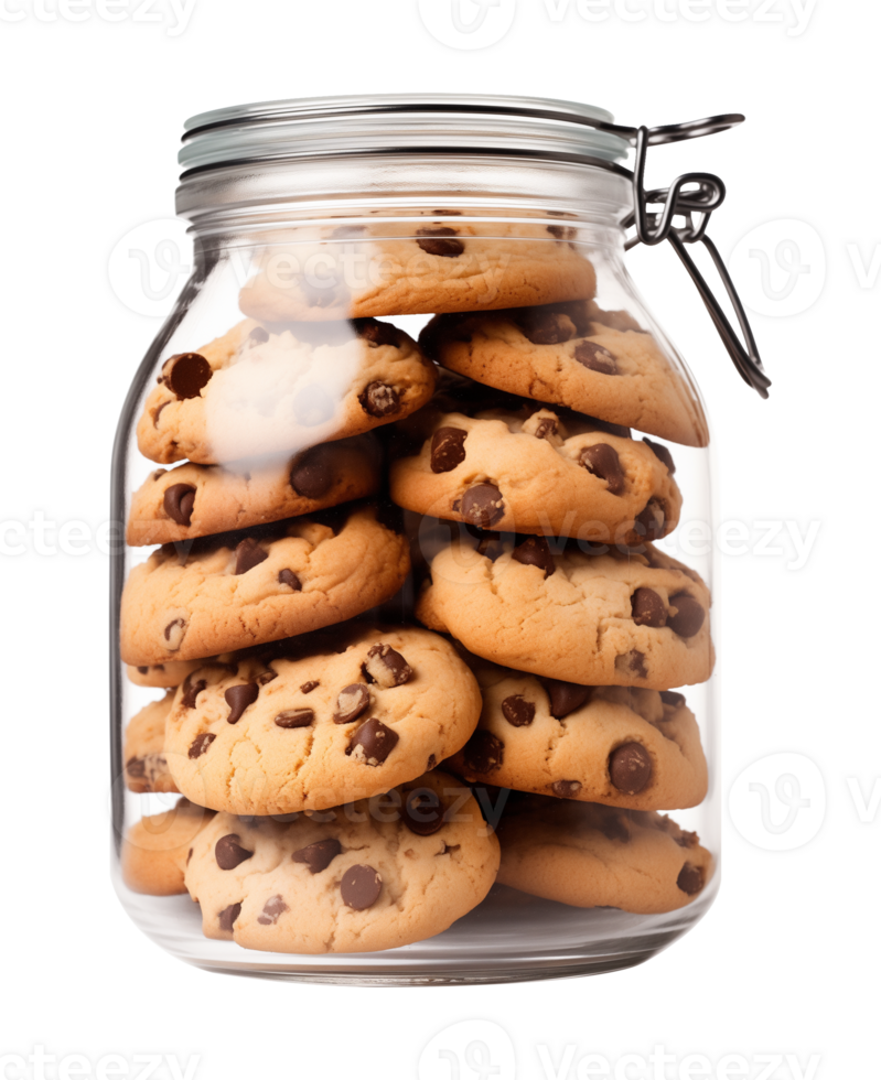 Chocolate Chip Cookies on Jar Isolated on Transparent Background png