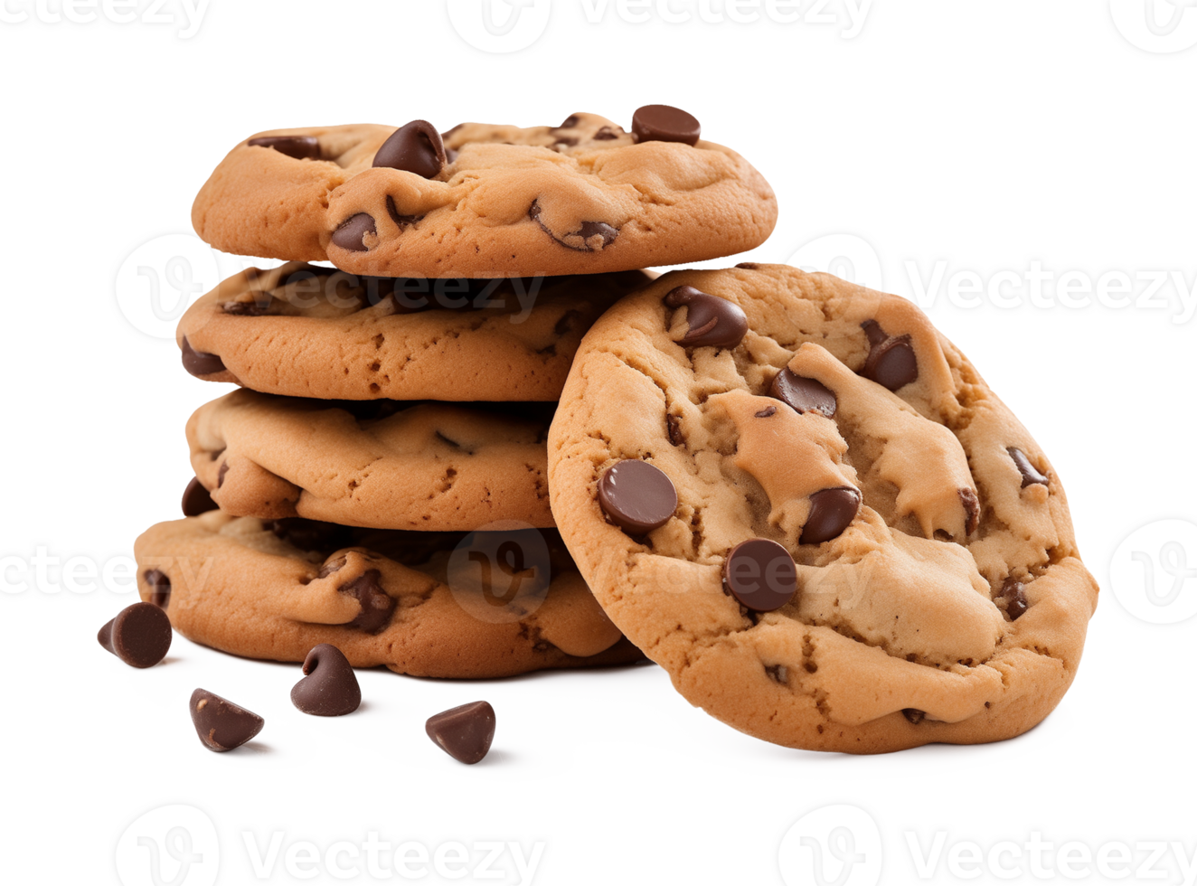 Chocolate Chip Cookies Isolated on Transparent Background png