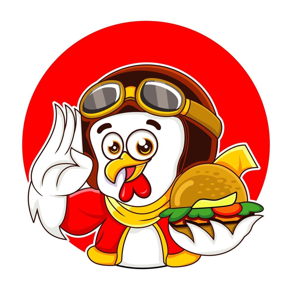 Chicken Burger Mascot vector