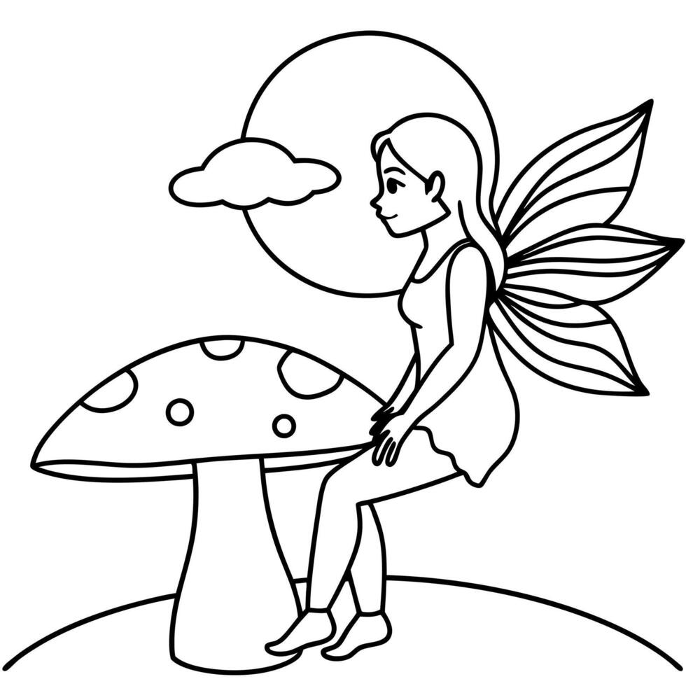 Fairy coloring pages for kids book vector