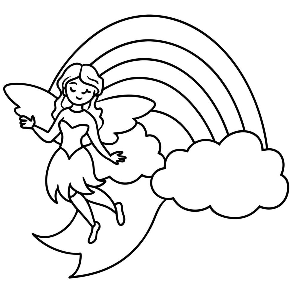 Fairy coloring pages for kids book vector