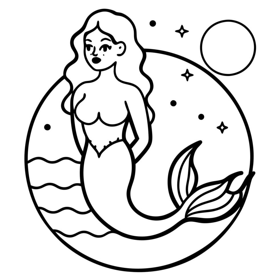Beautiful little mermaid and underwater world Coloring book for kids vector
