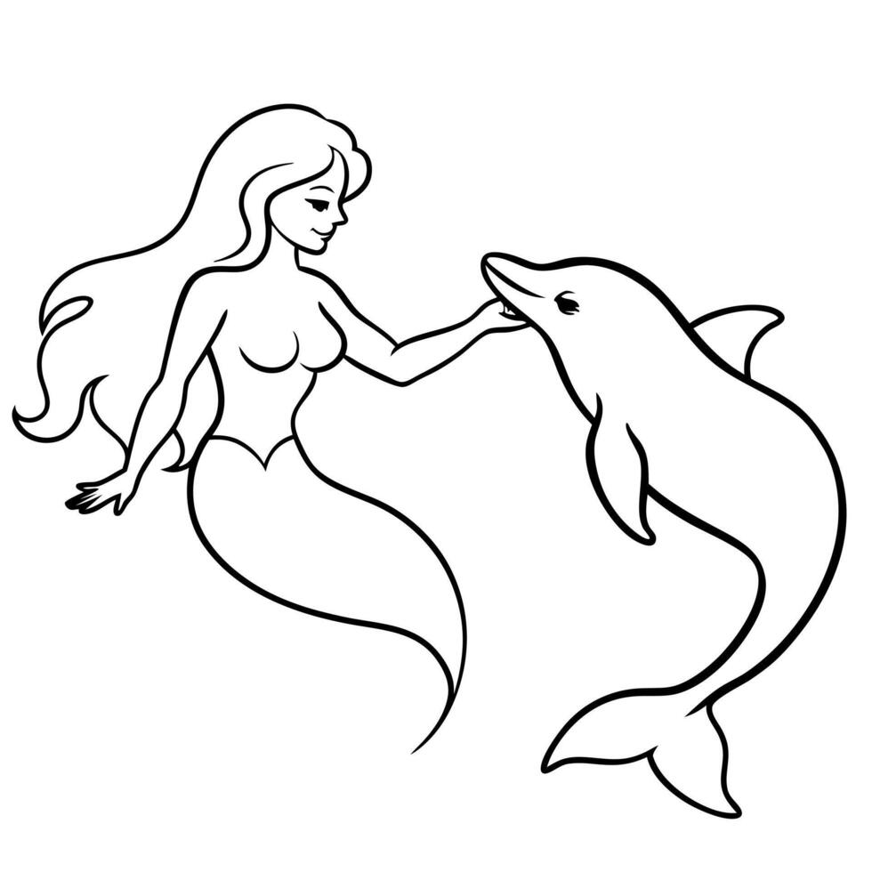 Beautiful little mermaid and underwater world Coloring book for kids vector