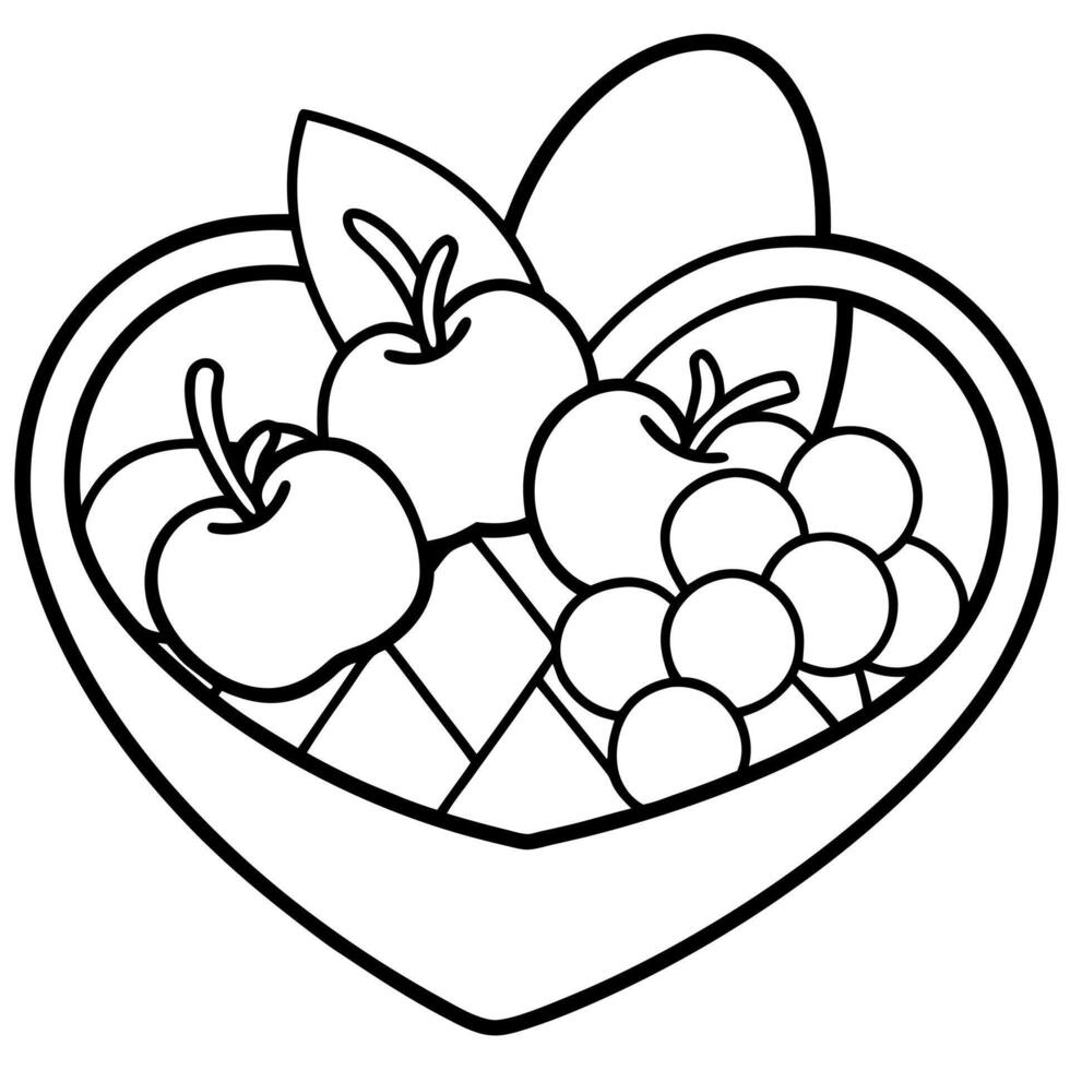 Sweet Hearts Outline For Coloring Book. vector