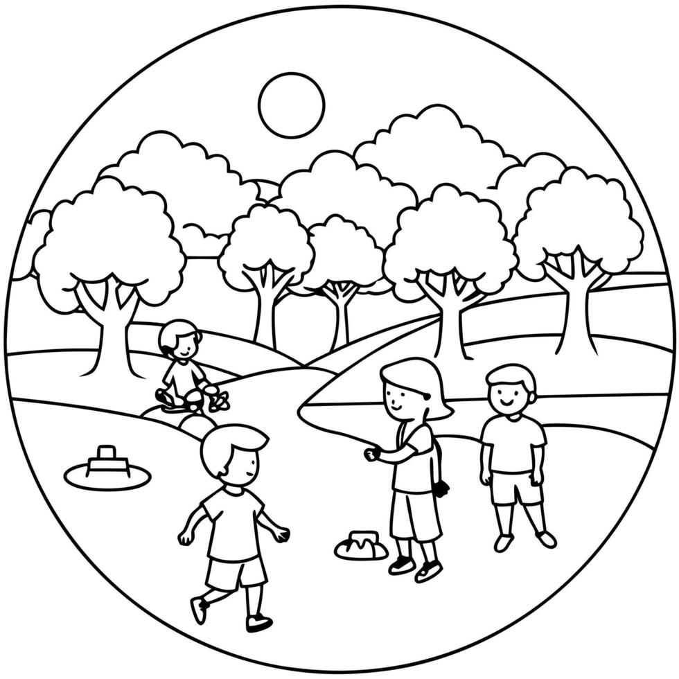 Mindfulness Coloring Book for Kids. Mindfulness element outline for coloring pages vector