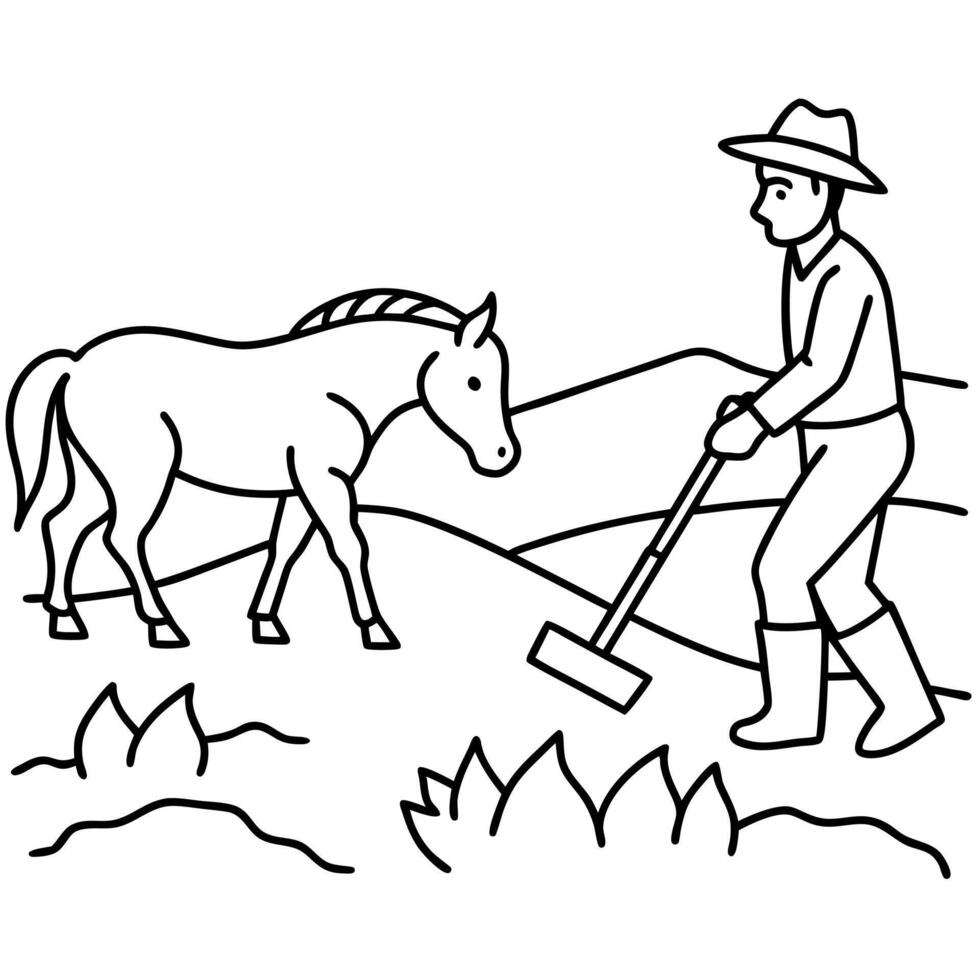 On the Farm Coloring Book. Farm outline vector