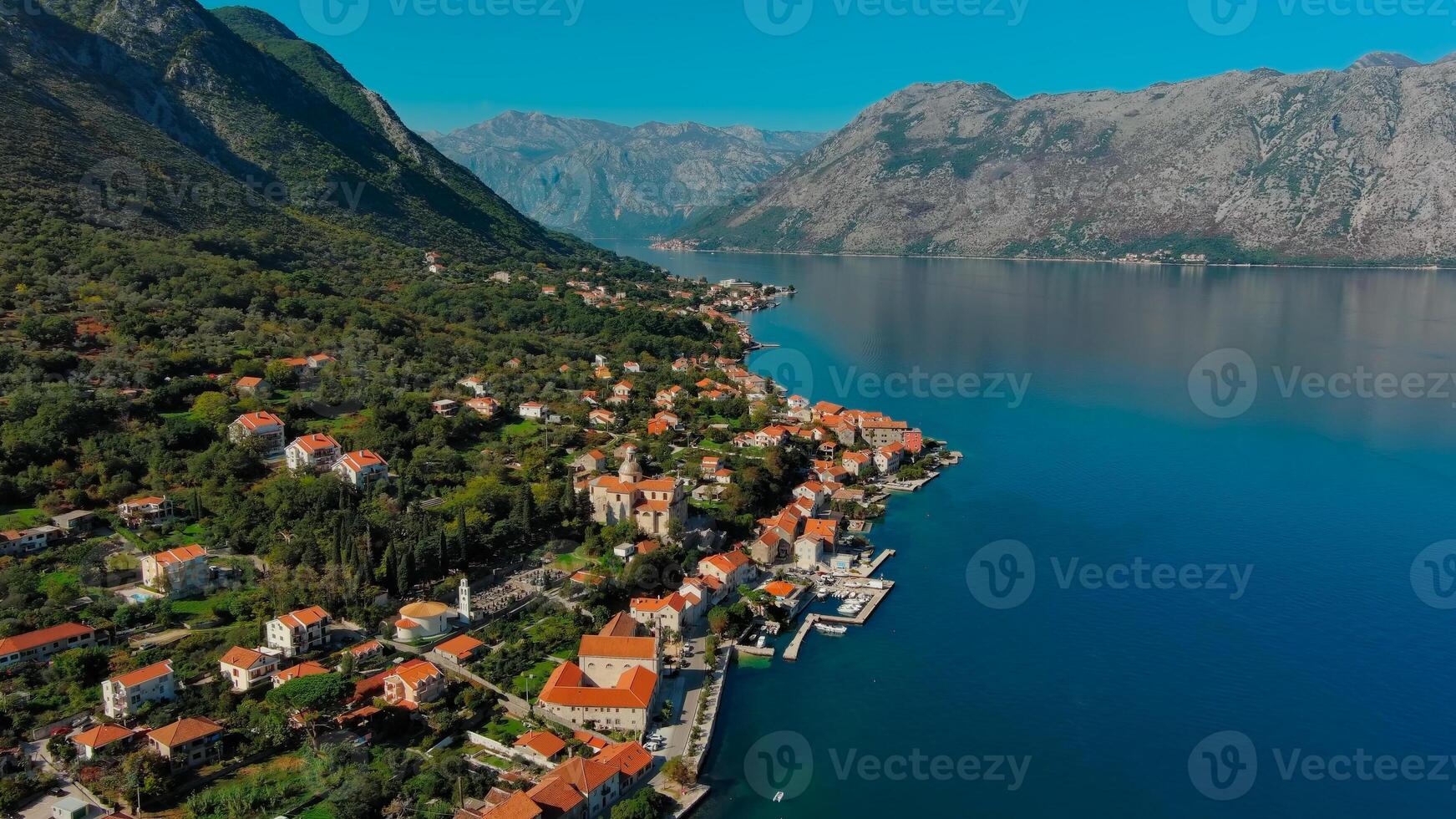 Aerial view of Kotor bay in Montenegro photo