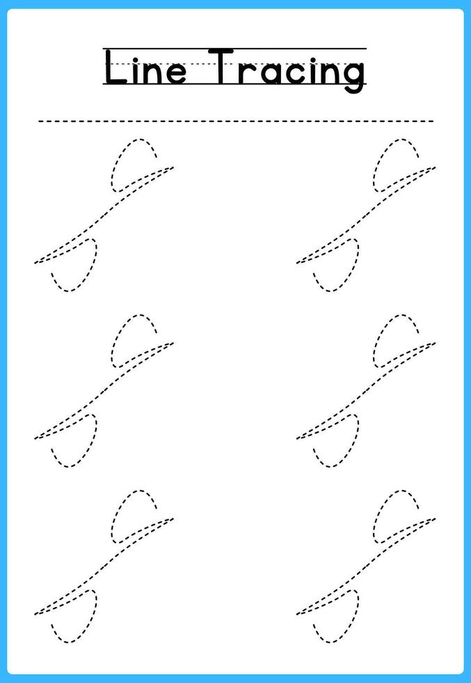 Tracing Lines Exercise Worksheet For Kids vector