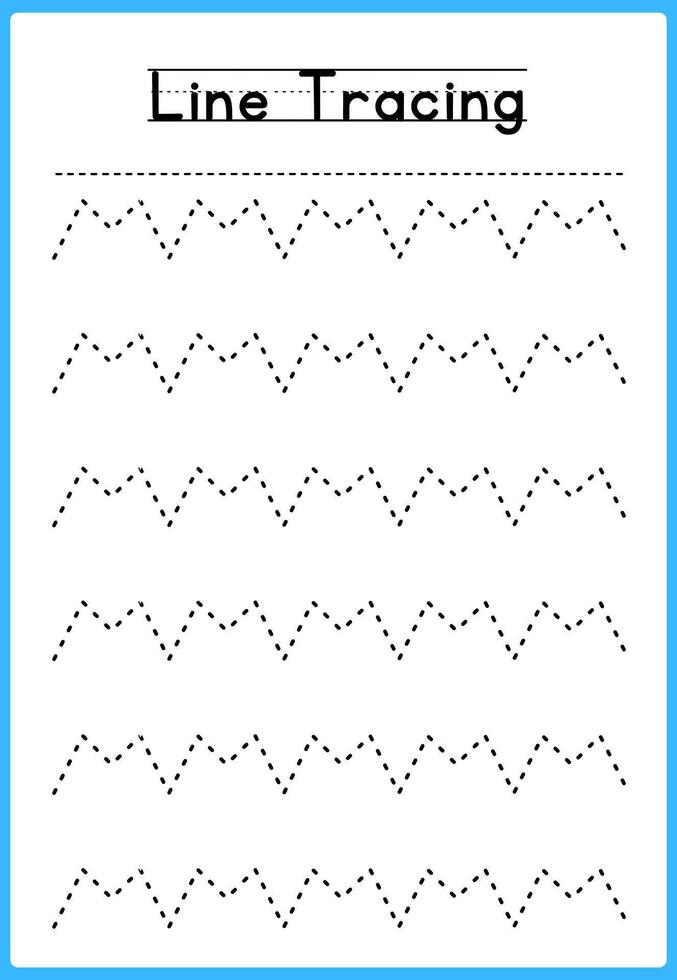 Tracing Lines Exercise Worksheet For Kids vector
