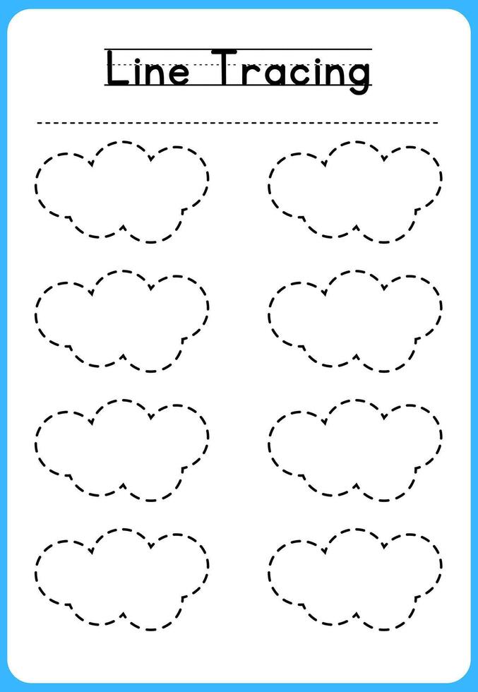 Tracing Lines Exercise Worksheet For Kids vector
