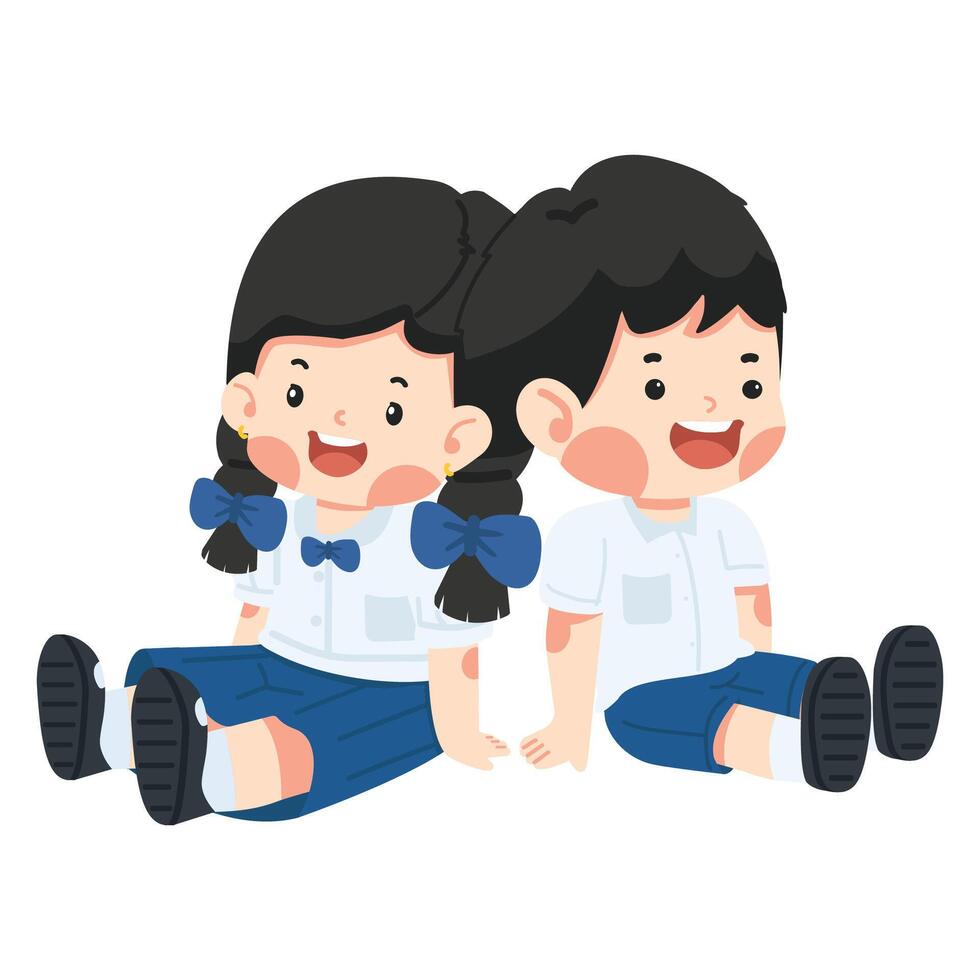 Students are sitting on the floor vector