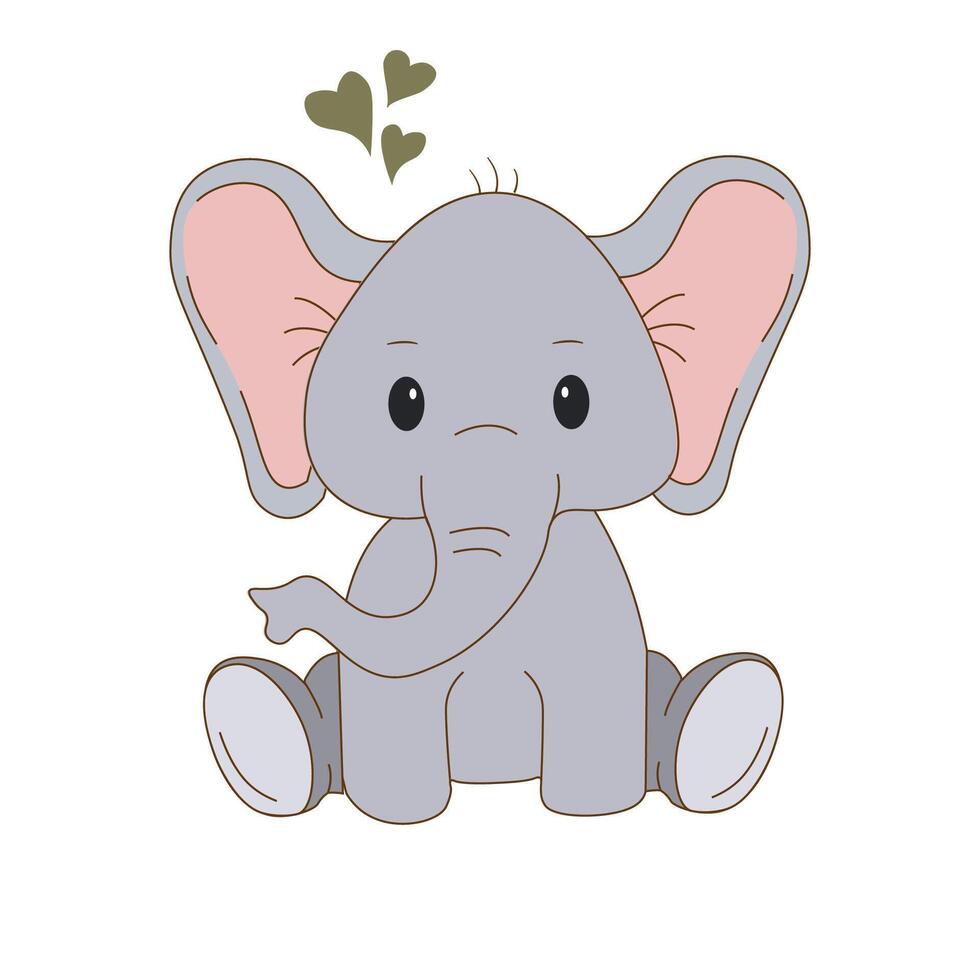 A cute elephant is sitting in animated image. It can be used for decoration, wallpaper, design, etc vector