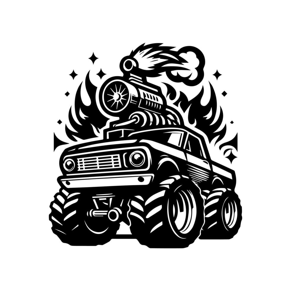 Car logo design, monster car and rocket logo design for T-shirts vector
