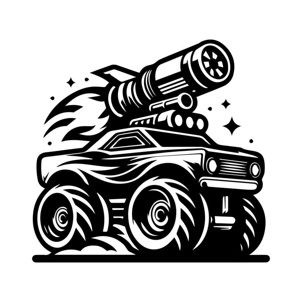 Car logo design, monster car and rocket logo design for T-shirts vector