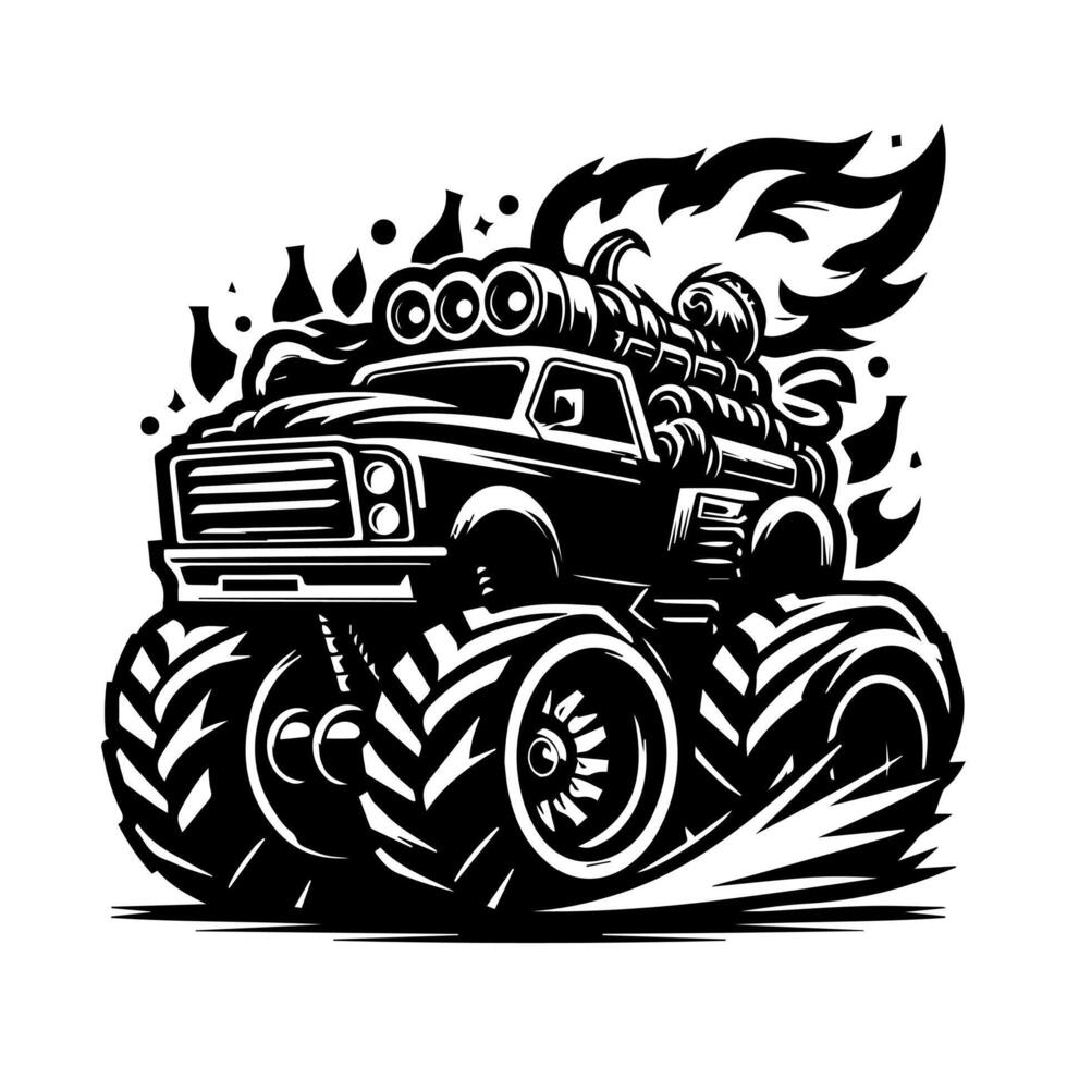 Car logo design, monster car and rocket logo design for T-shirts vector