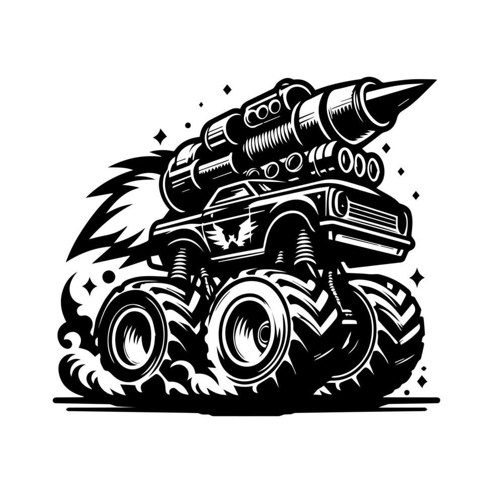 Car logo design, monster car and rocket logo design for T-shirts vector