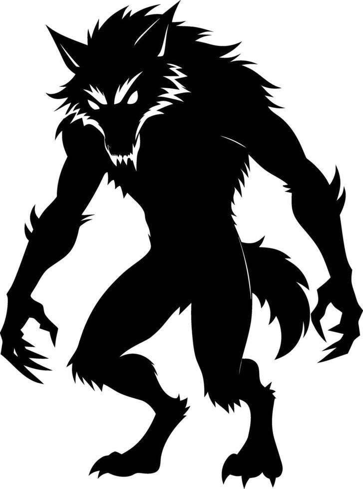 A black silhouette of a werewolf vector