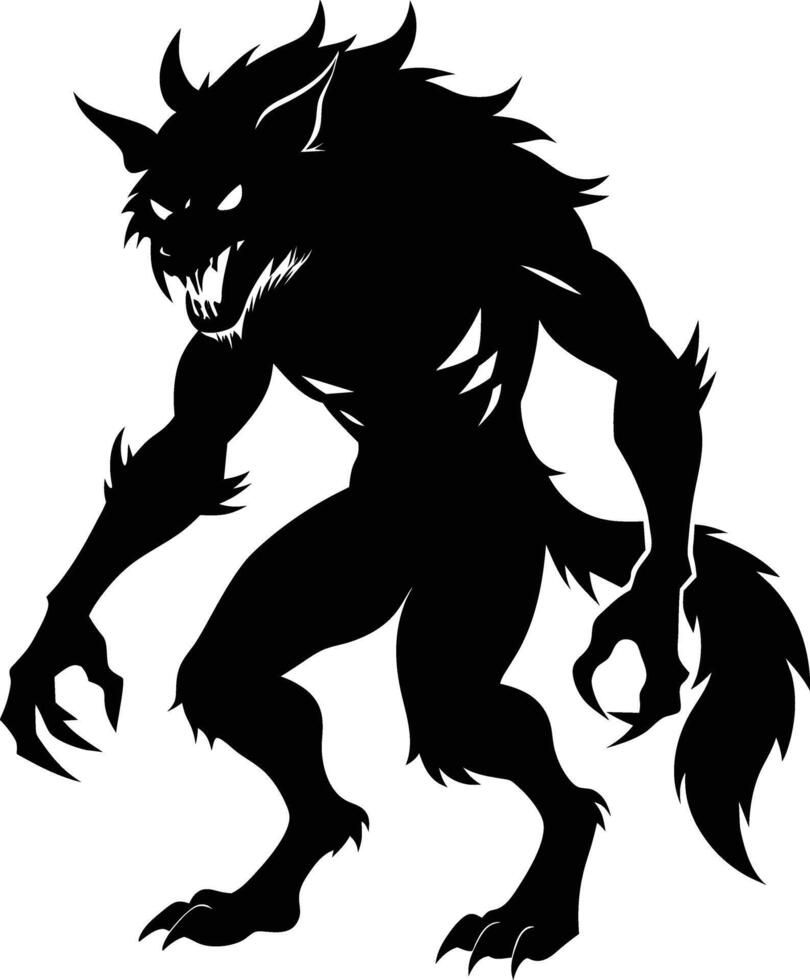 A black silhouette of a werewolf vector