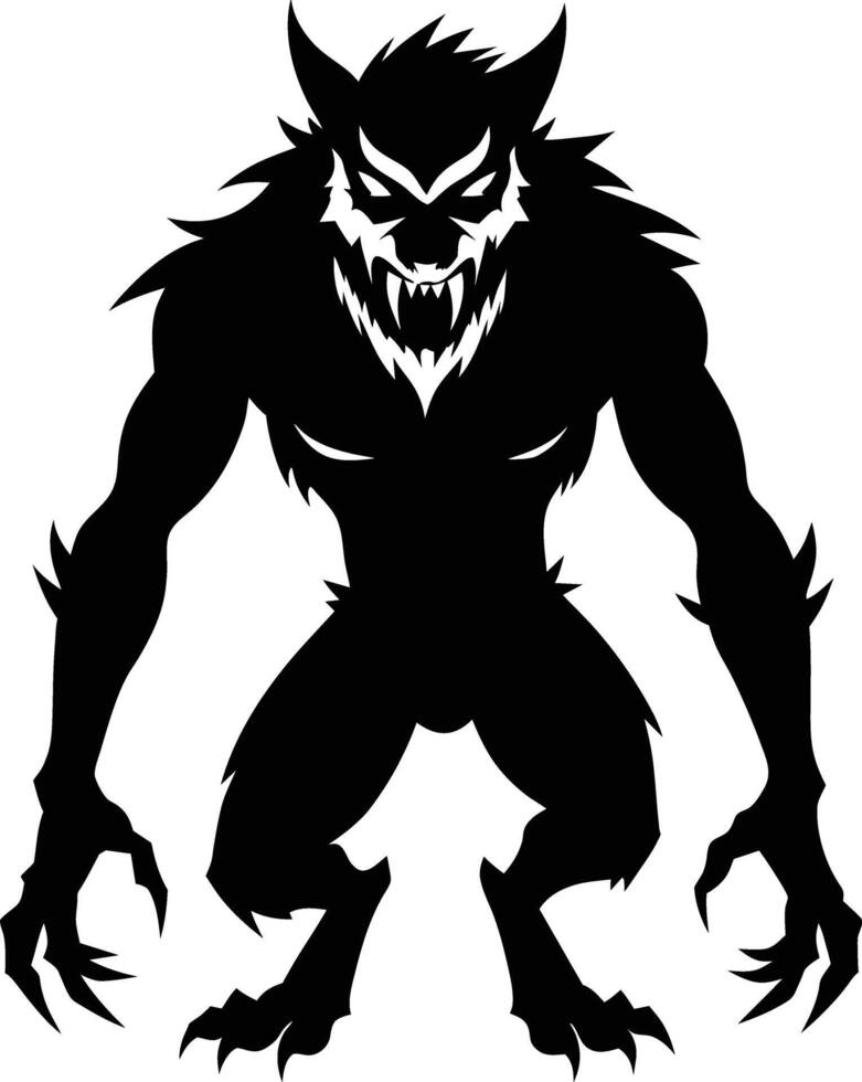 A black silhouette of a werewolf vector