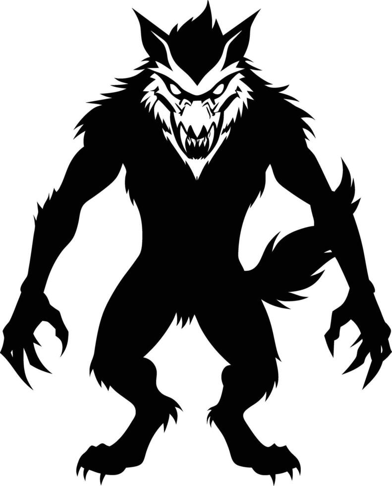 A black silhouette of a werewolf vector