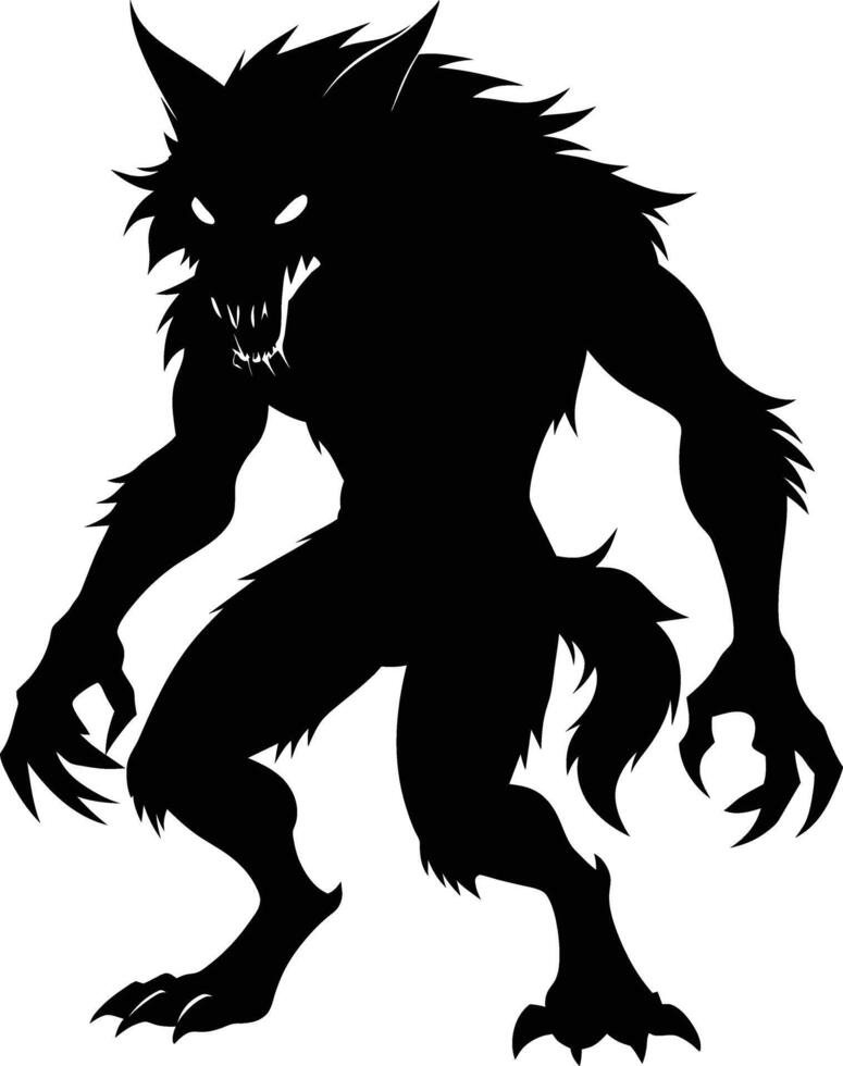 A black silhouette of a werewolf vector
