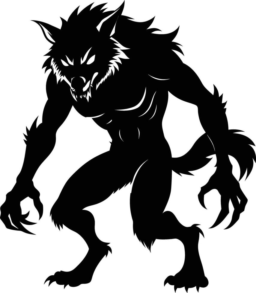 A black silhouette of a werewolf vector