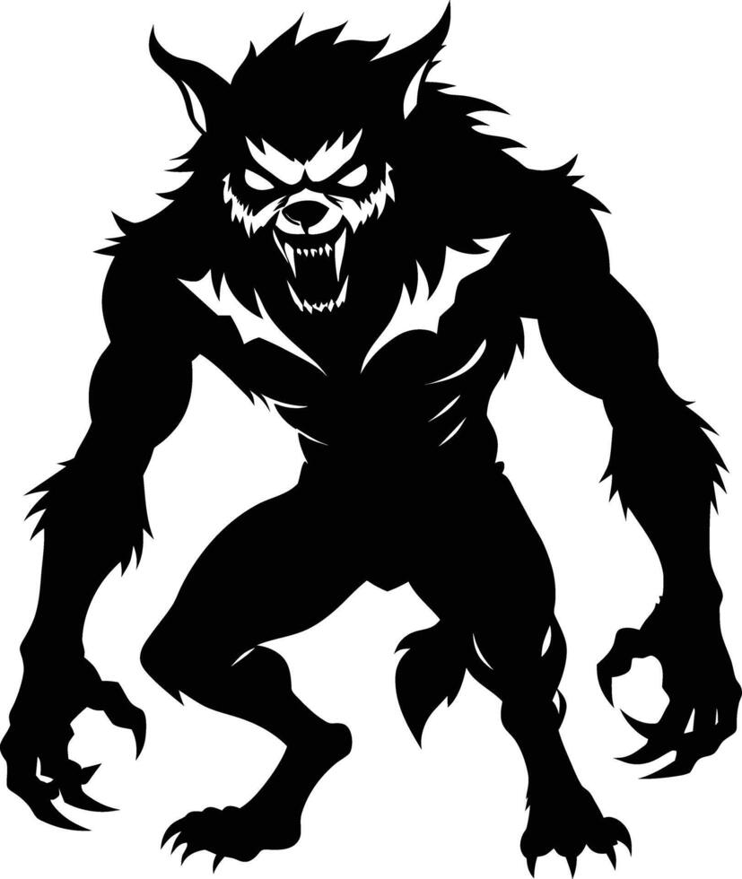 A black silhouette of a werewolf vector