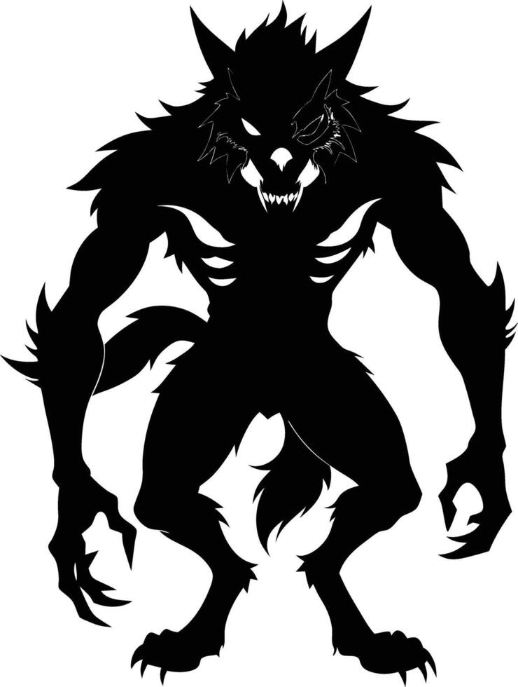 A black silhouette of a werewolf vector