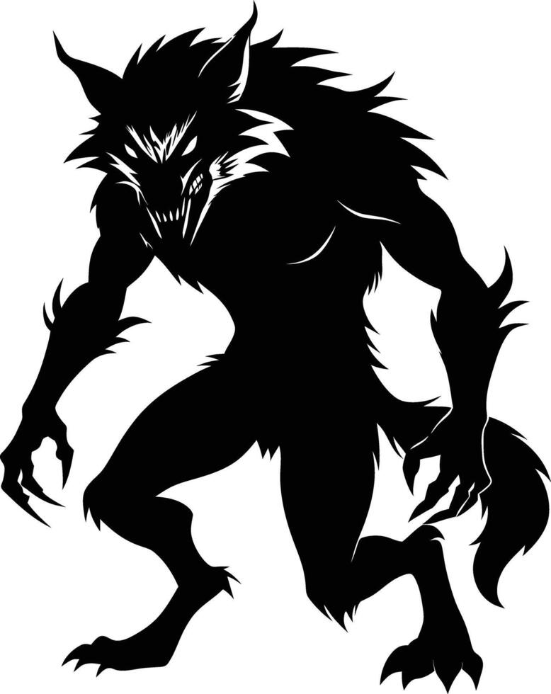 A black silhouette of a werewolf vector