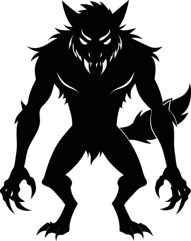 A black silhouette of a werewolf vector