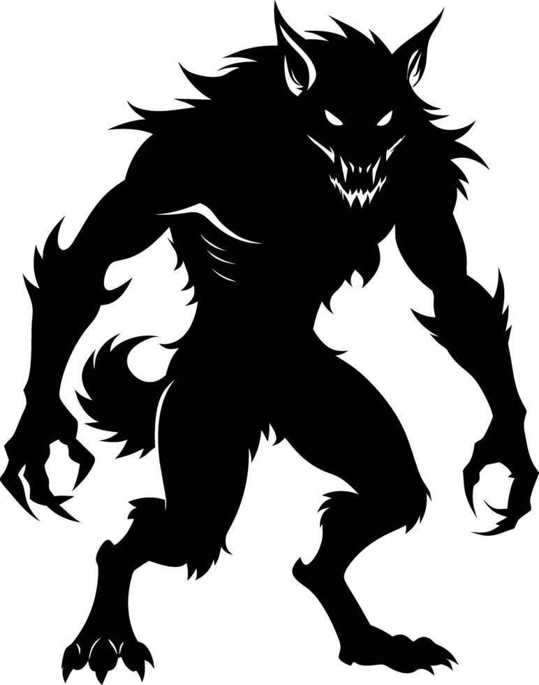 A black silhouette of a werewolf vector