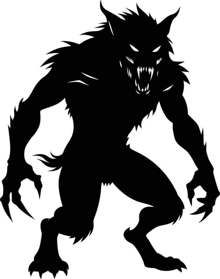 A black silhouette of a werewolf vector