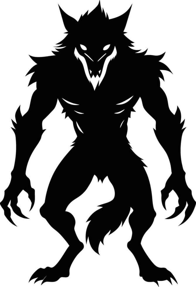 A black silhouette of a werewolf vector