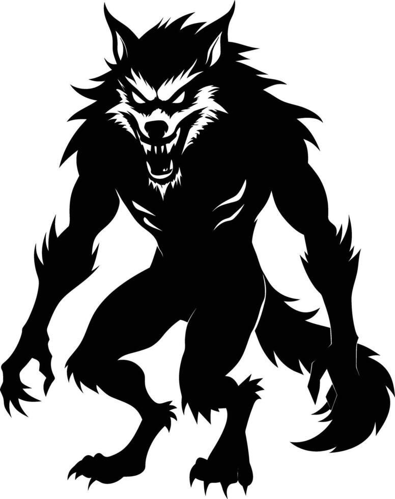 A black silhouette of a werewolf vector