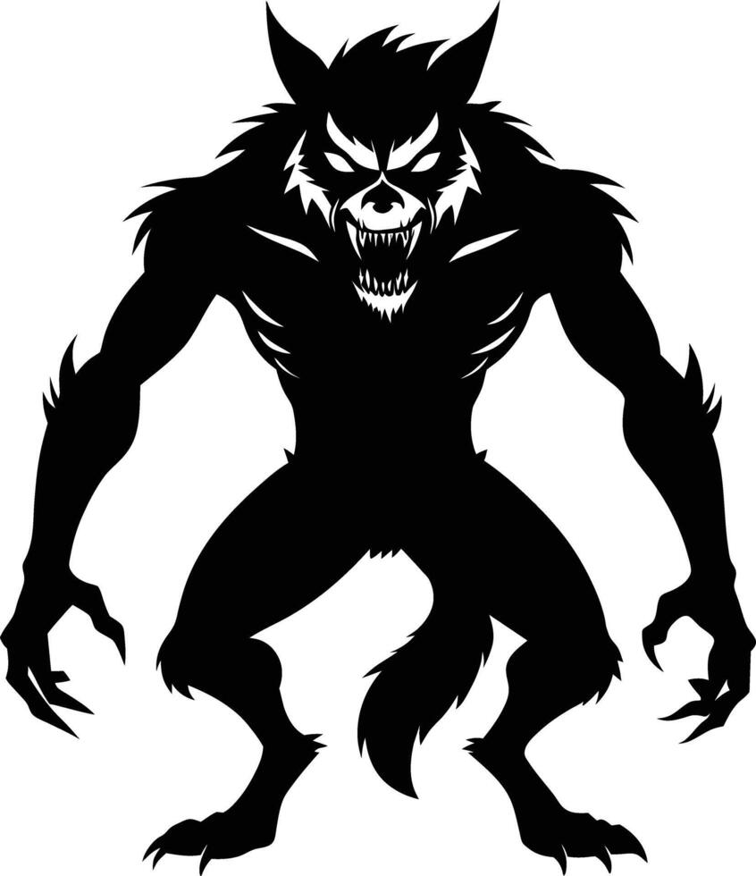 A black silhouette of a werewolf vector