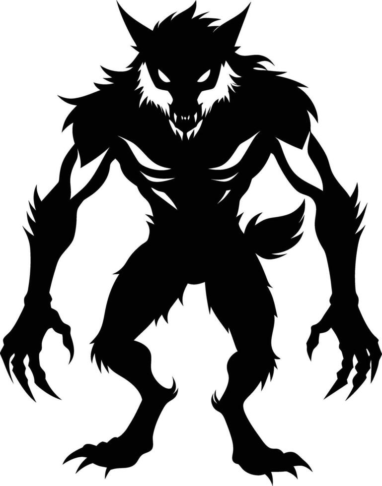 A black silhouette of a werewolf vector