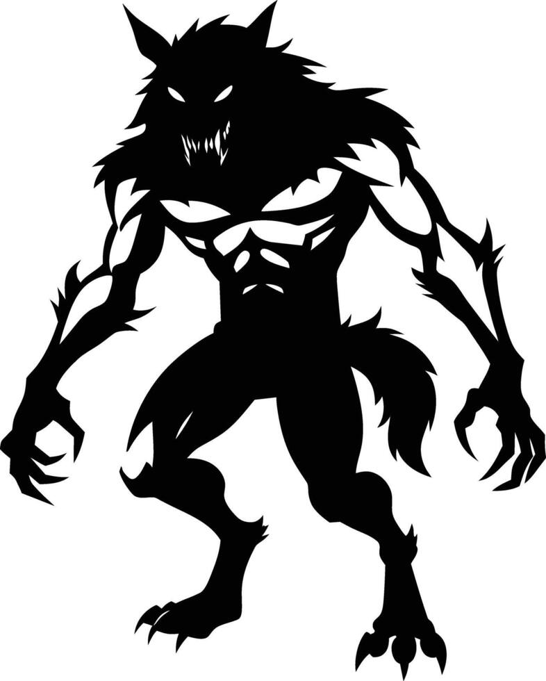 A black silhouette of a werewolf vector