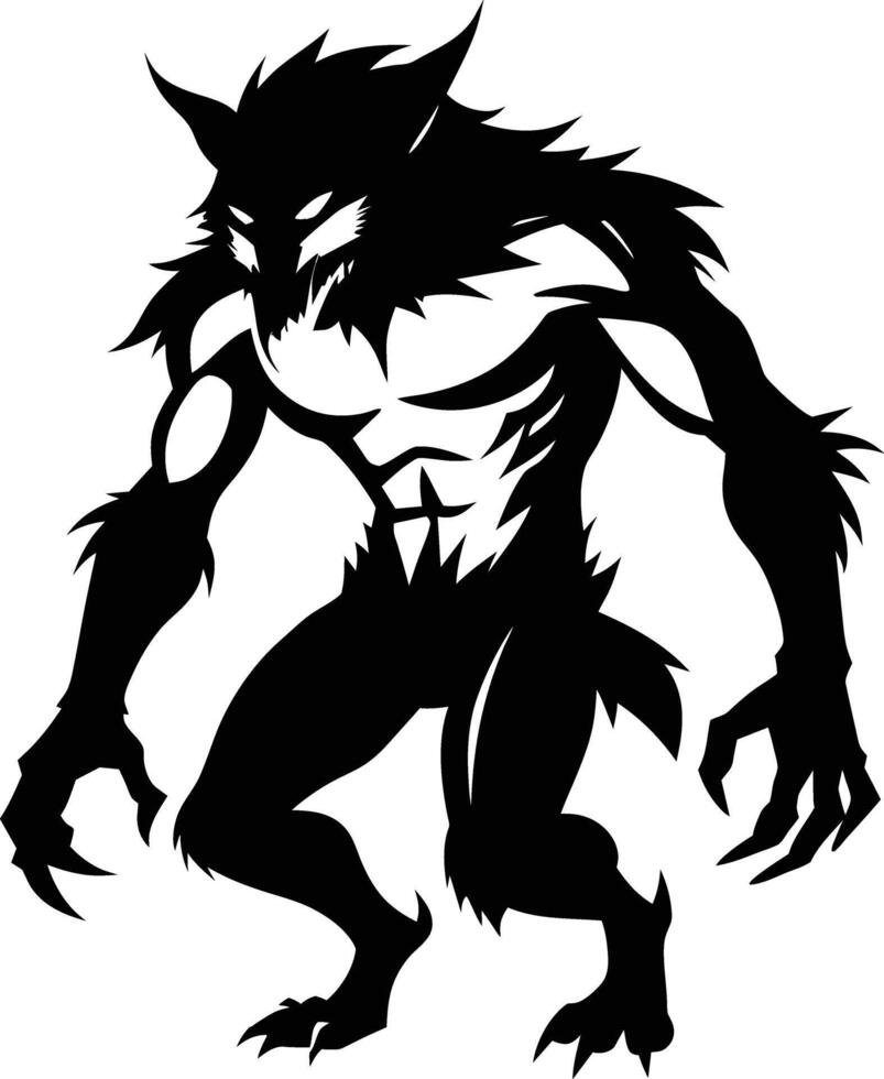 A black silhouette of a werewolf vector