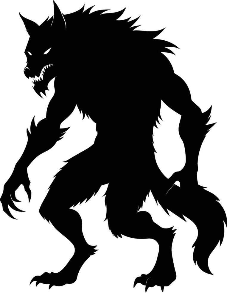 A black silhouette of a werewolf vector