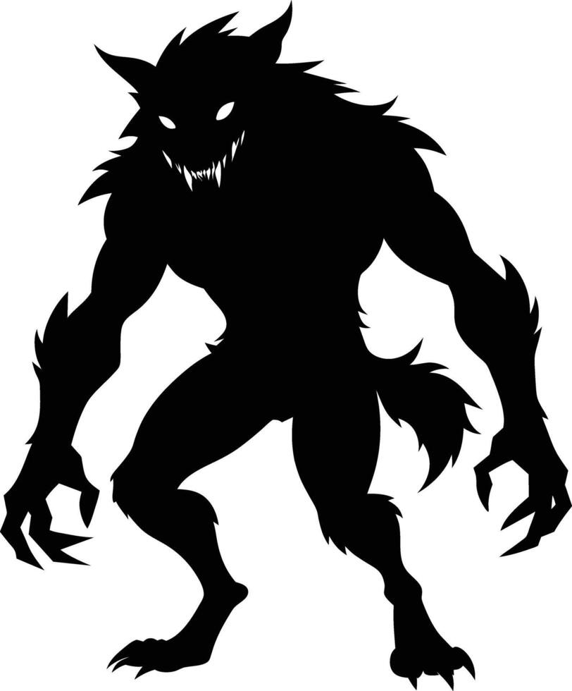 A black silhouette of a werewolf vector
