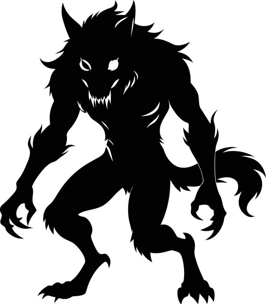 A black silhouette of a werewolf vector