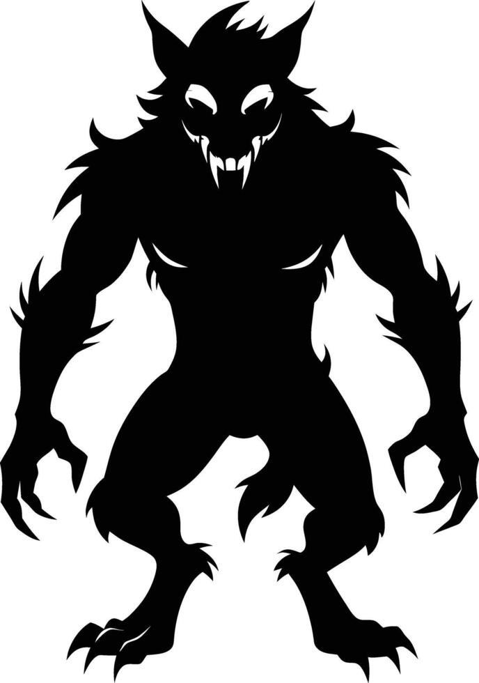 A black silhouette of a werewolf vector