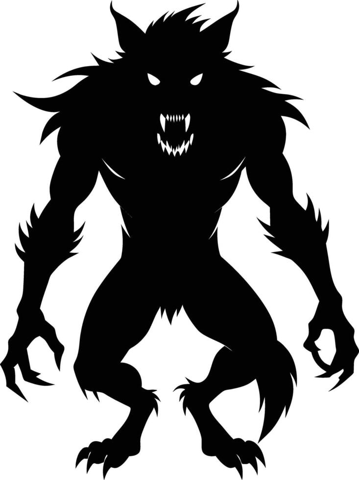 A black silhouette of a werewolf vector