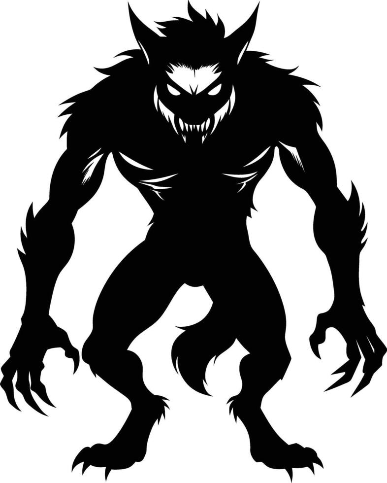 A black silhouette of a werewolf vector