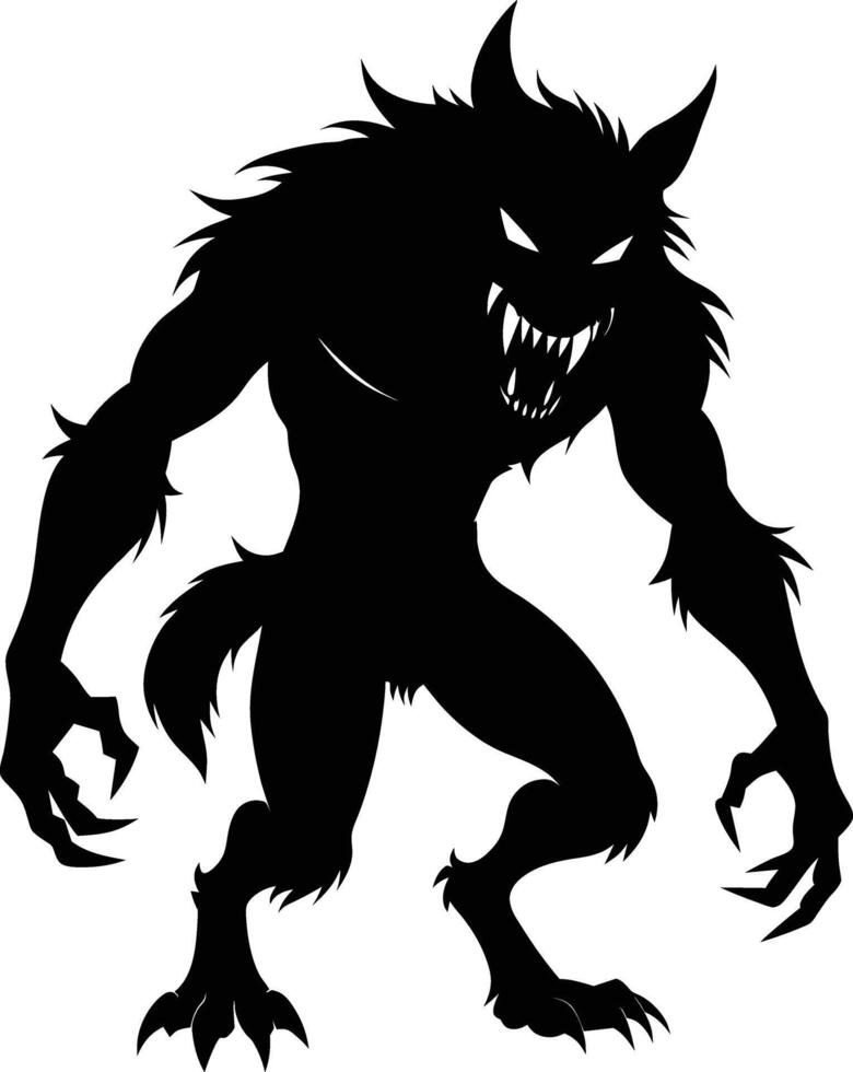 A black silhouette of a werewolf vector