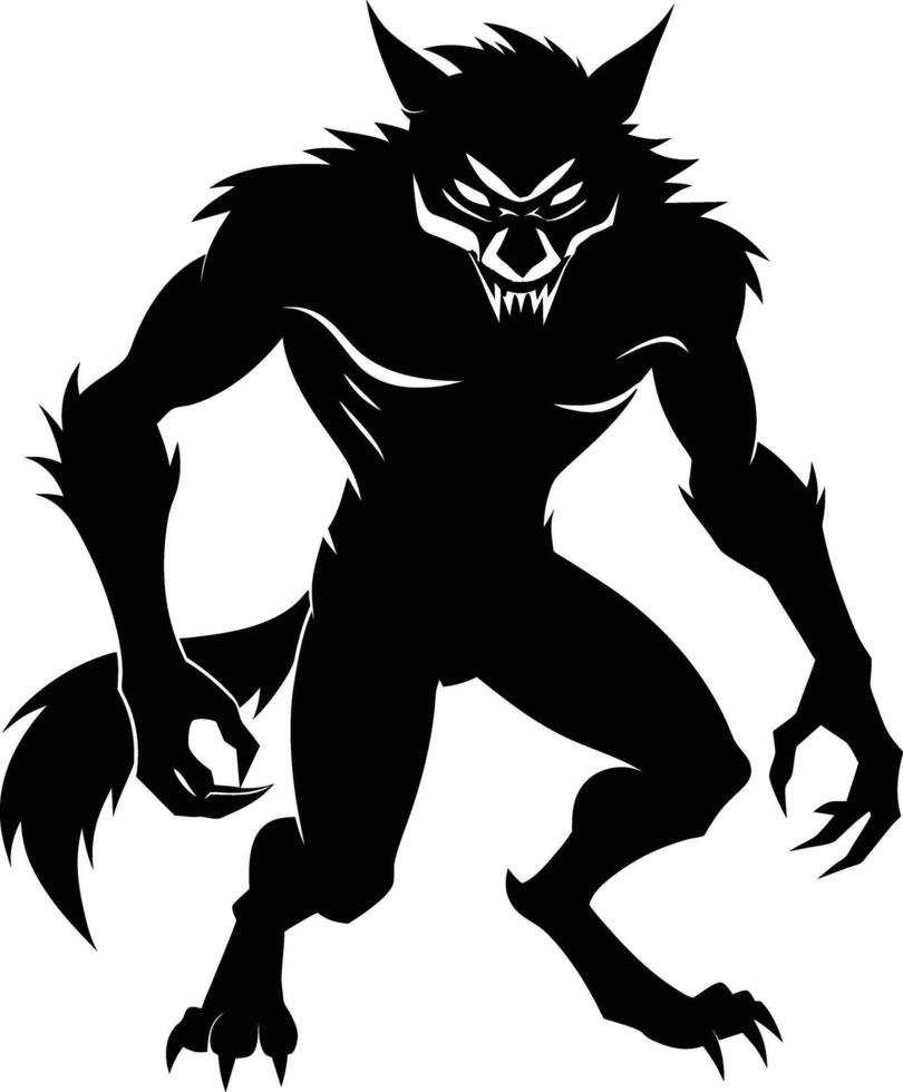 A black silhouette of a werewolf vector
